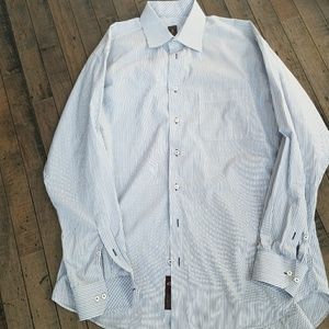 Robert Talbott mens blue striped dress shirt